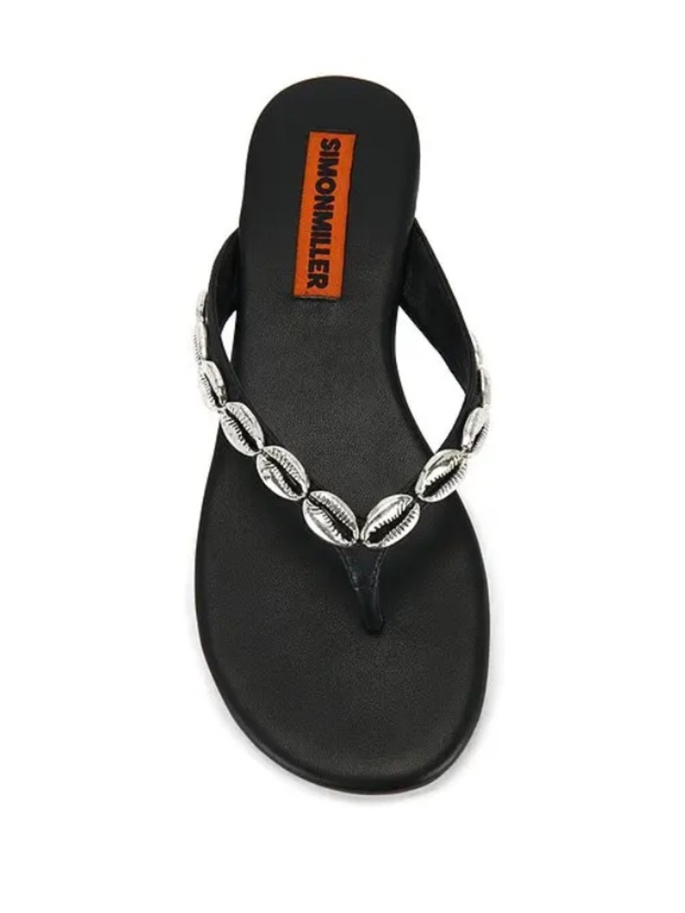 Simon Miller Riviera Thong Sandals Black & Silver Shell conch shoes Revolve
36 6